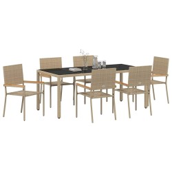 Ensemble de salle à manger pour jardin 7 pcs Beige polyrotin 646117646117