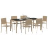 Ensemble de salle à manger pour jardin 7 pcs Beige polyrotin 646117646117