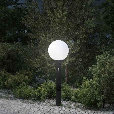 Borne lumineuse avec capteur et prise 80 cm Noir IP44 646149646149