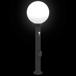 Borne lumineuse avec capteur et prise 80 cm Noir IP44 646149646149