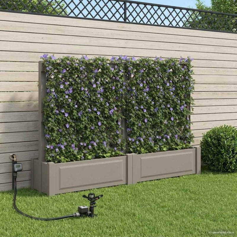 Grand pot avec trellis 2 pcs Gris 200 x 43 x 133,5 cm PP 646154646154