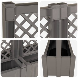 Grand pot avec trellis 2 pcs Gris 200 x 43 x 133,5 cm PP 646154646154
