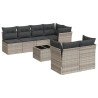 Salon de jardin 8 pcs avec coussins gris clair résine tressée 646156646156