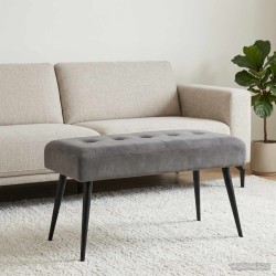 Banc avec capitonnage bouton Gris foncé 80 x 40 x 46 cm Velours 646159646159