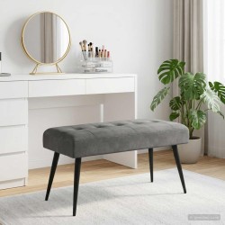 Banc avec capitonnage bouton Gris foncé 80 x 40 x 46 cm Velours 646159646159