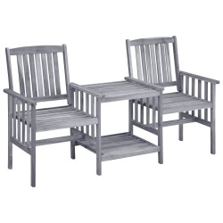 Chaises de jardin avec table à thé et coussins Acacia solide 646169646169