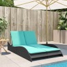 Chaise longue avec coussins Noir 114x205x73 cm Résine tressée 646180646180