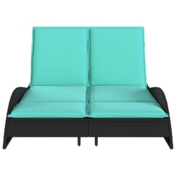 Chaise longue avec coussins Noir 114x205x73 cm Résine tressée 646180646180
