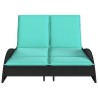 Chaise longue avec coussins Noir 114x205x73 cm Résine tressée 646180646180