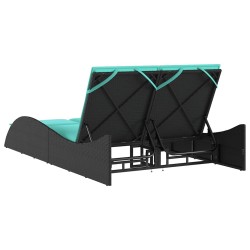 Chaise longue avec coussins Noir 114x205x73 cm Résine tressée 646180646180