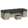 Salon de jardin 8 pcs avec coussins gris clair résine tressée 646181646181