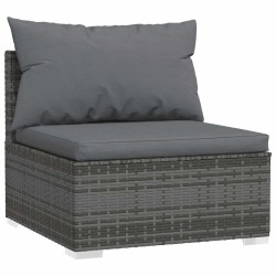 Salon de jardin 5 pcs avec coussins Résine tressée Gris 646189646189