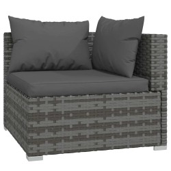 Salon de jardin 5 pcs avec coussins Résine tressée Gris 646189646189