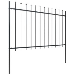 Clôture de jardin avec dessus en forme de lance en acier 1070 x 120 cm Noir 646202646202