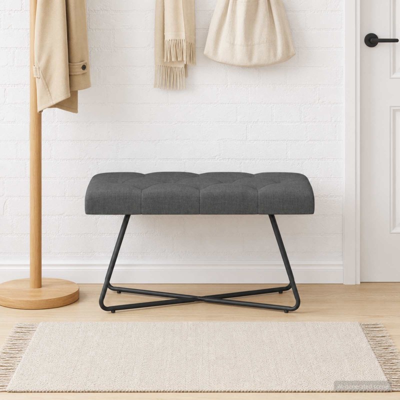 Banc avec capitonnage bouton Gris foncé 80 x 40 x 46 cm Tissu 646207646207