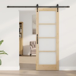 Porte coulissante Naturel et Noir 73,5 x 198,5 cm 646208646208
