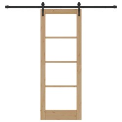 Porte coulissante Naturel et Noir 73,5 x 198,5 cm 646208646208
