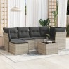 Salon de jardin avec coussins 7 pcs gris clair résine tressée 646214646214
