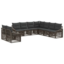 Ensemble de canapé de jardin 9 pcs Gris polyrotin 646222646222