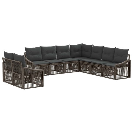 Ensemble de canapé de jardin 9 pcs Gris polyrotin 646222646222
