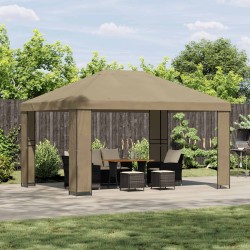 Pavillon 4 × 3 m Beige Polyester et Acier 190 gsm 646226646226
