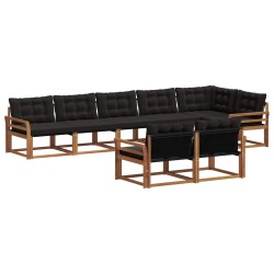 Ensemble de canapés d'extérieur 8 pcs Naturel et Noir 646233646233