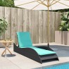 Chaise longue avec coussin Noir 60x205x73 cm Résine tressée 646245646245