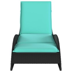 Chaise longue avec coussin Noir 60x205x73 cm Résine tressée 646245646245