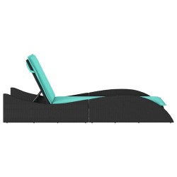 Chaise longue avec coussin Noir 60x205x73 cm Résine tressée 646245646245