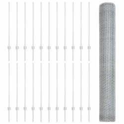 Clôture hexagonale avec poteau 50 x 1 m Acier galvanisé Argenté 646268646268