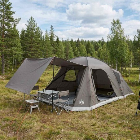 Tente Cabane Marron gris 12-Personnes Polyester et Acier 646304646304