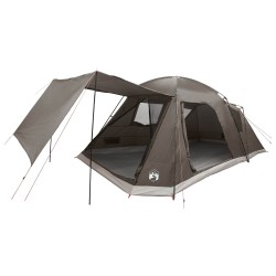 Tente Cabane Marron gris 12-Personnes Polyester et Acier 646304646304