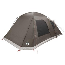 Tente Cabane Marron gris 12-Personnes Polyester et Acier 646304646304