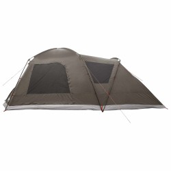 Tente Cabane Marron gris 12-Personnes Polyester et Acier 646304646304