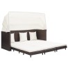 Canapé-lit extensible 3 places avec toit Résine tressée Marron 646324646324
