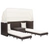 Canapé-lit extensible 3 places avec toit Résine tressée Marron 646324646324
