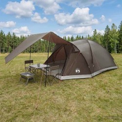 Tente Cabane Marron gris 6 personnes Polyester et Acier 646330646330