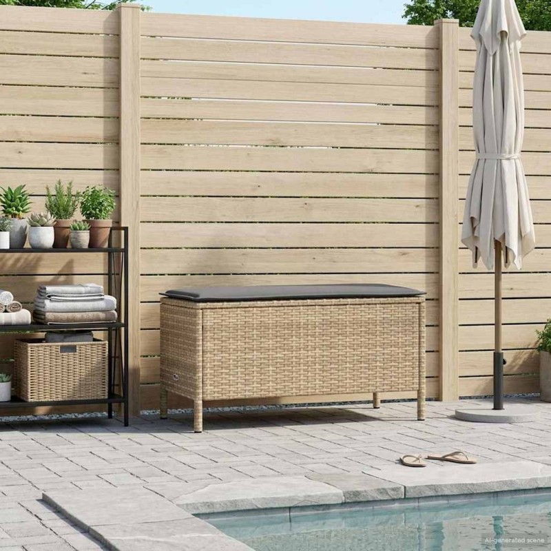 Pouf de Jardin Beige et Gris clair 80 x 38 x 42 cm Rotin PE 646332646332