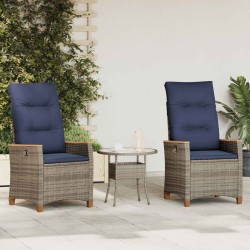 Chaise de jardin inclinable 2 pcs Gris et bleu marine polyrotin 646333646333