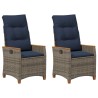 Chaise de jardin inclinable 2 pcs Gris et bleu marine polyrotin 646333646333