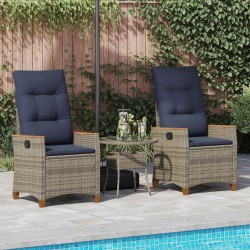 Chaise de jardin inclinable 2 pcs Gris et bleu marine polyrotin 646333646333