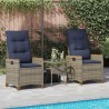 Chaise de jardin inclinable 2 pcs Gris et bleu marine polyrotin 646333646333