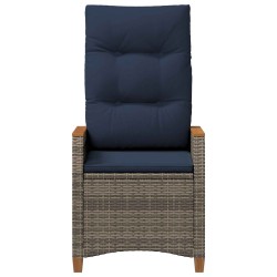 Chaise de jardin inclinable 2 pcs Gris et bleu marine polyrotin 646333646333