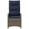 Chaise de jardin inclinable 2 pcs Gris et bleu marine polyrotin 646333646333