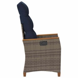 Chaise de jardin inclinable 2 pcs Gris et bleu marine polyrotin 646333646333