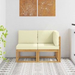 Canapé d’extérieur milieu et coin avec coussin 2 Pièce Blanc 646338646338