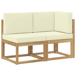 Canapé d’extérieur milieu et coin avec coussin 2 Pièce Blanc 646338646338