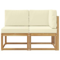 Canapé d’extérieur milieu et coin avec coussin 2 Pièce Blanc 646338646338