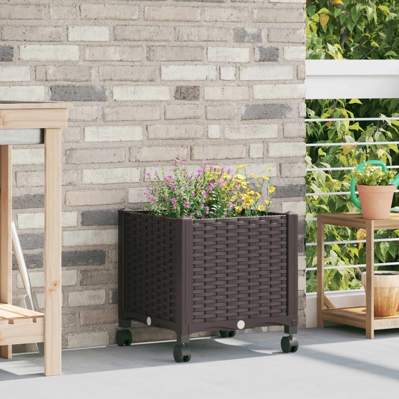 Jardinière avec Roues Marron 40 x 40 x 44 cm PP 646347646347