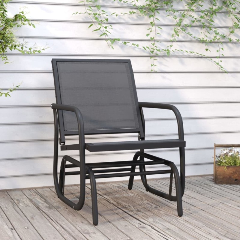 Chaise oscillante de jardin noir 61x76x87 cm textilène/acier 646348646348
